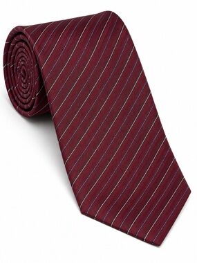 Marks & Spencer Deep Red Pinstripe Tie. 3.5” X 58”